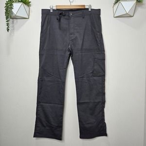 Prana Gray Stretch Zion Pants XL x 32 Hiking Outdoor Roll Tab Legs